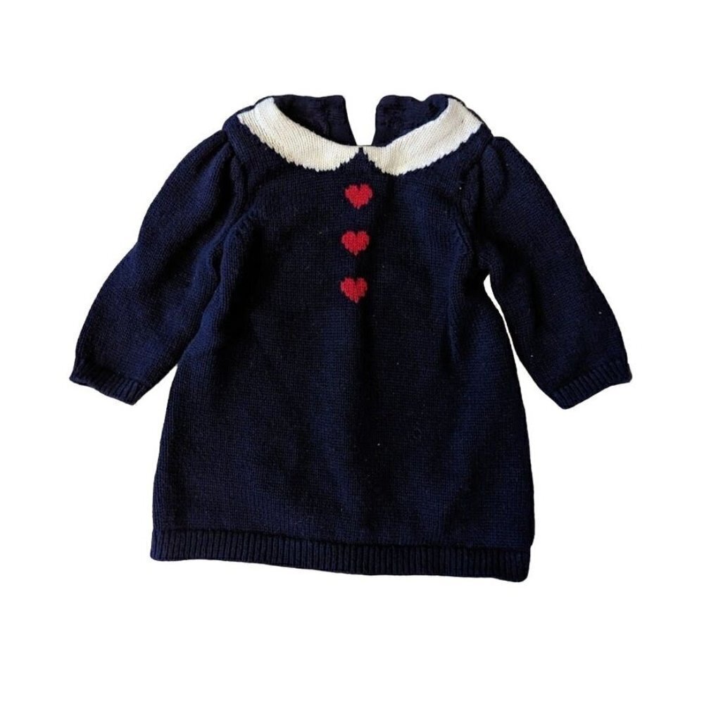 Baby Gap Navy Blue Knit Long Sleeve Sweater Dress Infant Girl 3-6 months